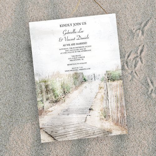 Wooden Boardwalk to the Beach Wedding Invitation