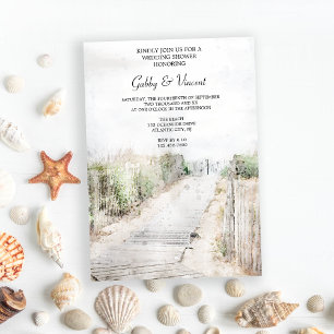 Wooden Boardwalk to the Beach Wedding Shower Invitation