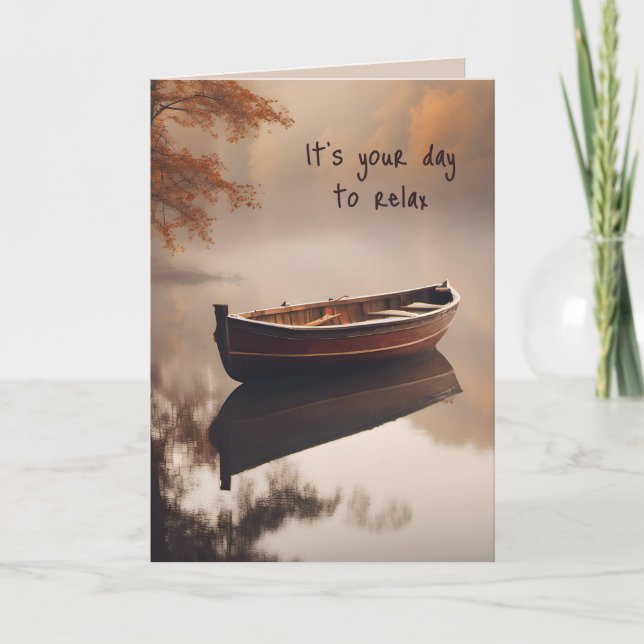 Wooden Boat Birthday  Card (Front)