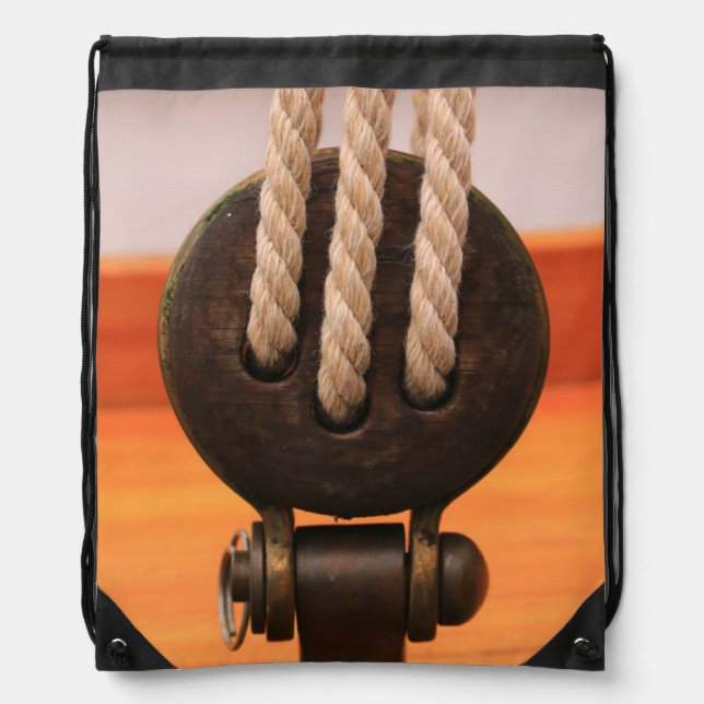 Wooden Boat Block-  Drawstring Bag (Front)