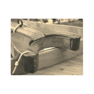 Wooden Boat Boom Yoke B/W Metal Wall Art