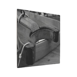 Wooden Boat Boom Yoke B/W Metal Wall Art