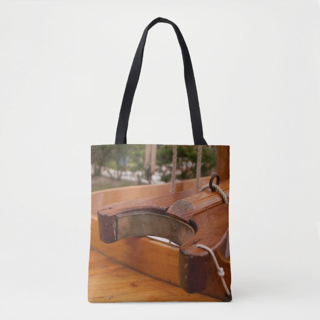 Wooden Boat Boom Yoke Shoulder Tote (Front)