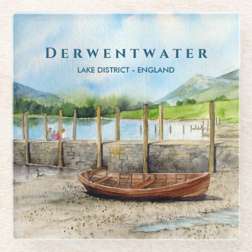 Wooden Boat on Derwentwater Lake District Cumbria  Glass Coaster