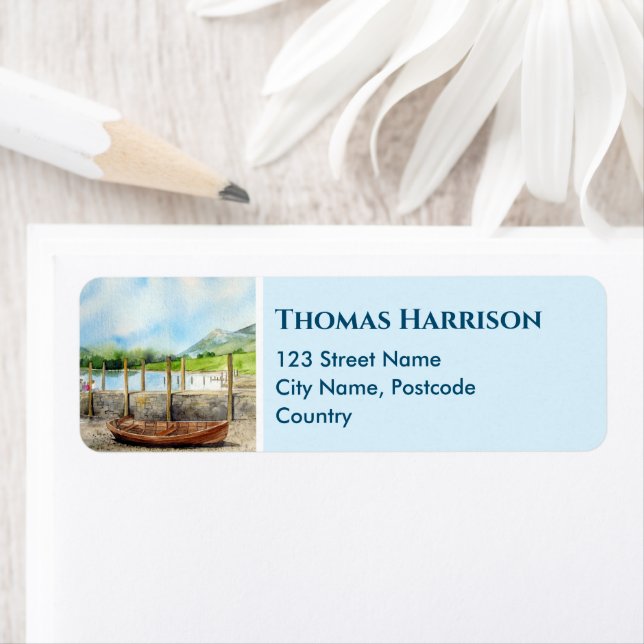 Wooden Boat on Derwentwater Lake District Cumbria Label (Insitu)