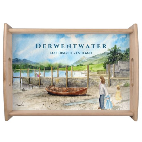Wooden Boat on Derwentwater Lake District Cumbria Serving Tray