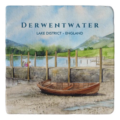 Wooden Boat on Derwentwater Lake District Cumbria Trivet