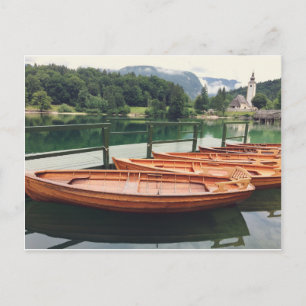 Wooden Boats in Lake Bohinj, Slovenia Postcard