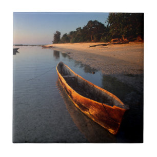 Wooden boats on Tondooni Beach Ceramic Tile