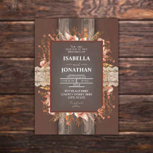 Wooden Boho Rustic Wedding Invitation