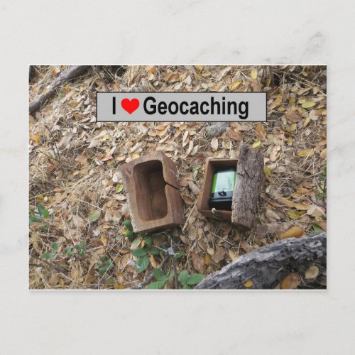 Wooden box hide Geocaching Postcard