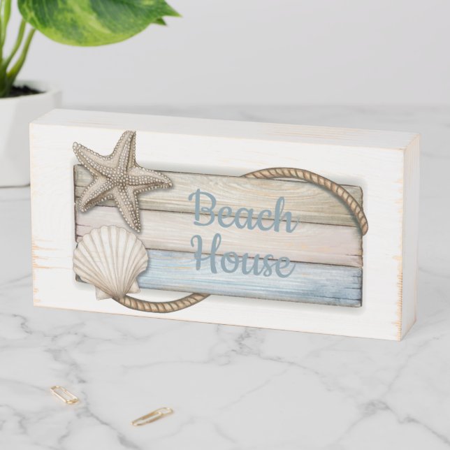 Wooden Box Sign-Beach House (In Situ Horizontal)