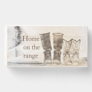 Wooden Box Sign-Home on the Range boots