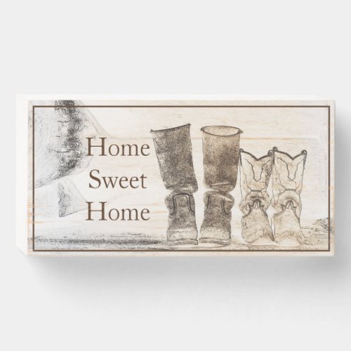 Wooden Box Sign_Home Sweet Home boots