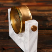 Wooden Box w/ Exquisite Metal & Marble Desk Clock (Front Right)