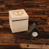 Wooden Box w/ Metal & Marble House Shaped Clock (Front)