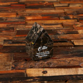 Wooden Box w/ Metal & Marble House Shaped Clock (Front)