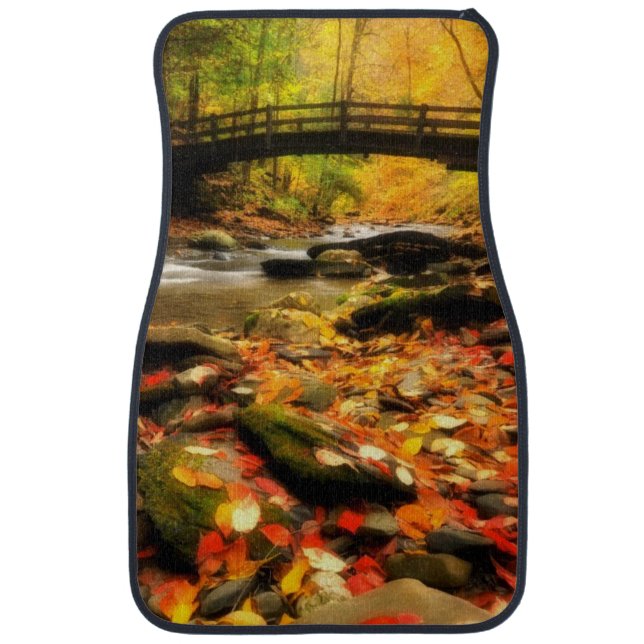 Wooden Bridge and Creek in Fall Car Floor Mat (Front)