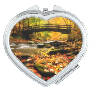 Wooden Bridge and Creek in Fall Vanity Mirror