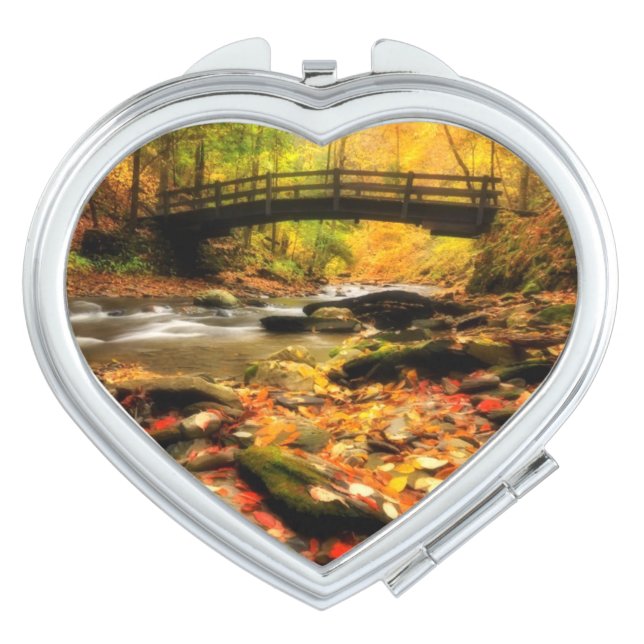 Wooden Bridge and Creek in Fall Vanity Mirror (Front)