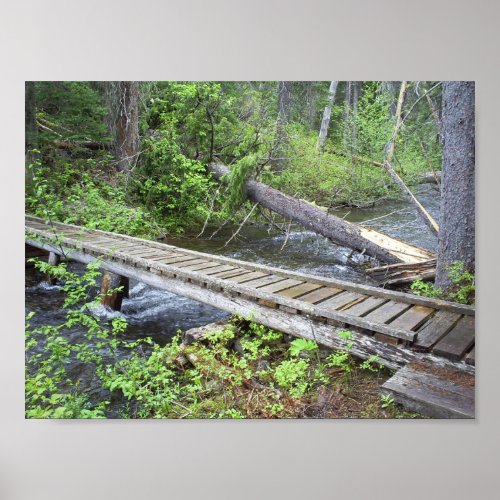 Wooden Bridge Over a Mountain Stream Poster