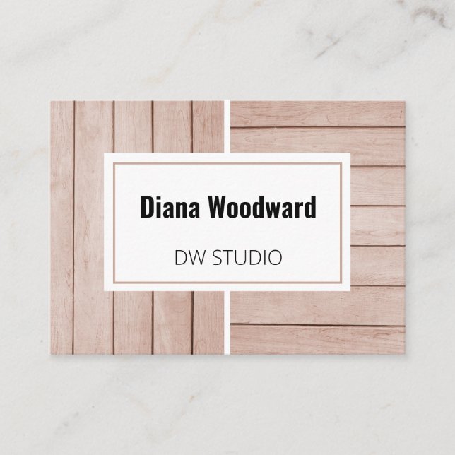 Wooden Brown Modern Background Business Card (Front)