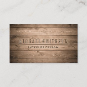 Wooden Brown Rustic Carpenter  Business Card by PineLemonMarketing at Zazzle