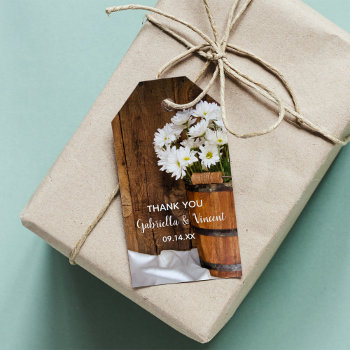 Wooden Bucket Daisies Barn Wedding Favor Tags by loraseverson at Zazzle
