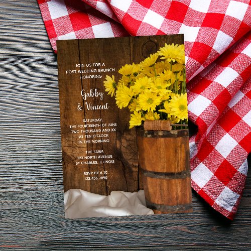 Wooden Bucket Yellow Daisies Barn Wedding Menu