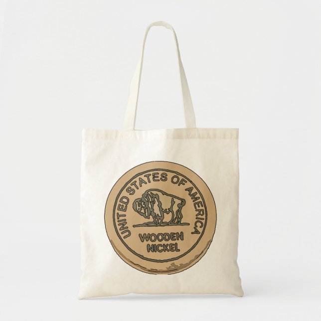 Wooden Buffalo Nickel, add text Tote Bag (Front)