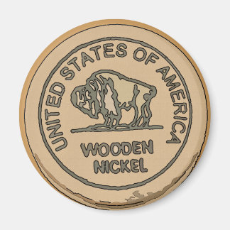 Wooden Buffalo Nickle, add text Magnet