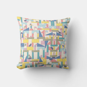 Wooden building block pillow people pets cats dogs