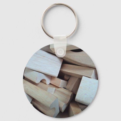 Wooden Building Blocks Key Chain