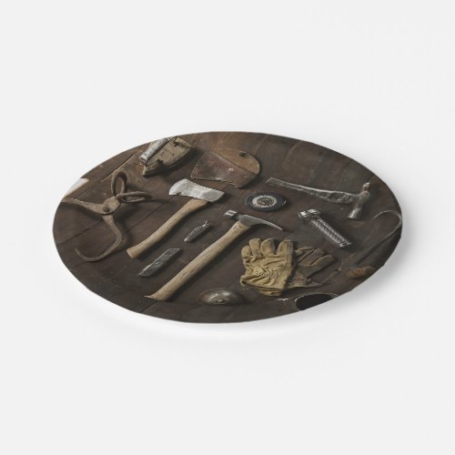 wooden carpentry handyman tools collection paper plates