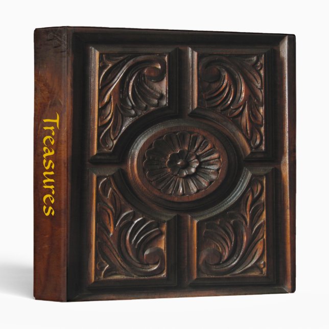 Wooden Carving 3 Ring Binder (Front/Spine)