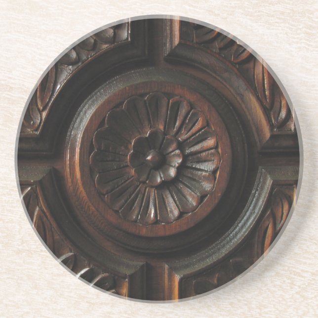 Wooden Carving Drink Coaster (Front)