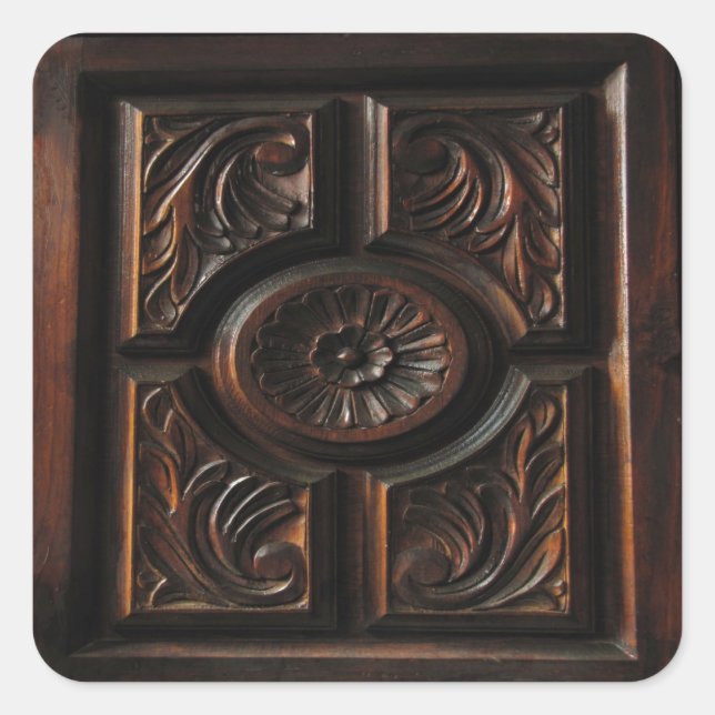 Wooden Carving Square Sticker (Front)