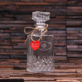 Wooden Case & Elegant Engraved Glass Decanter (Front)