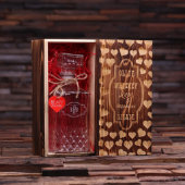Wooden Case & Elegant Engraved Glass Decanter (Inside)