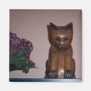 Wooden Cat Magnet