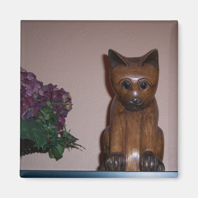 Wooden Cat Magnet (Front)