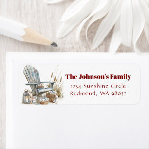 Wooden chair with Easter eggs address Label