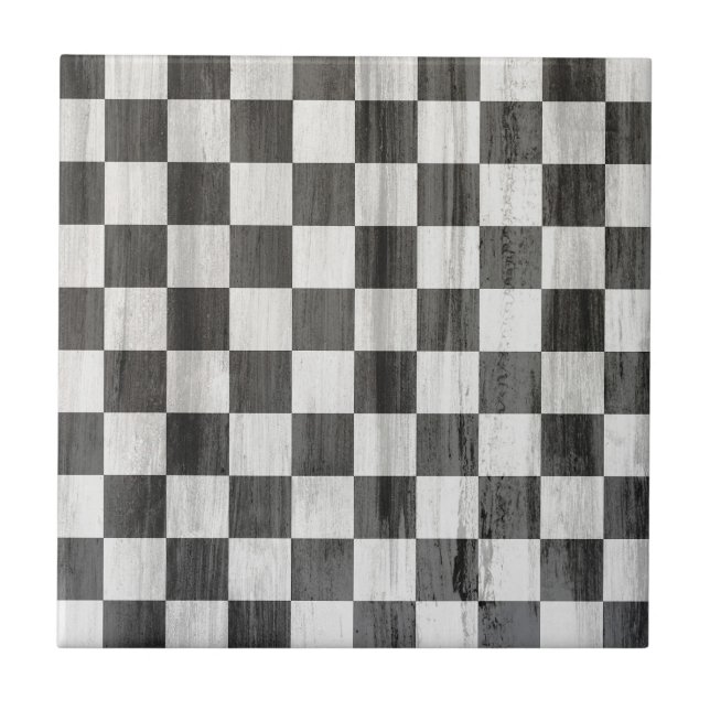 Wooden Checker Pattern Ceramic Tile (Front)