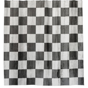 Wooden Checker Pattern Shower Curtain