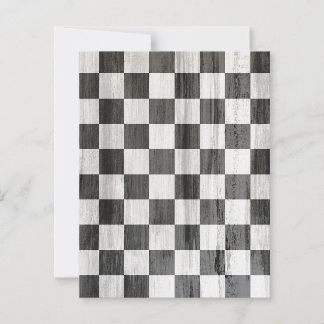 Wooden Checker Pattern Thank You Card (Front)