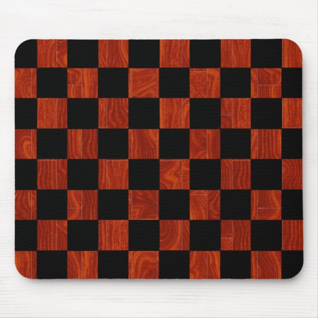 Wooden Checkerboard Mouse Pad (Front)