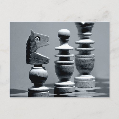 Wooden Chess Board Game Pieces Figures Postcard
