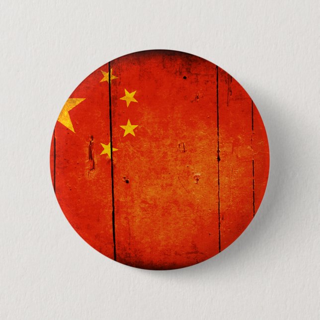 Wooden Chinese Flag Button (Front)