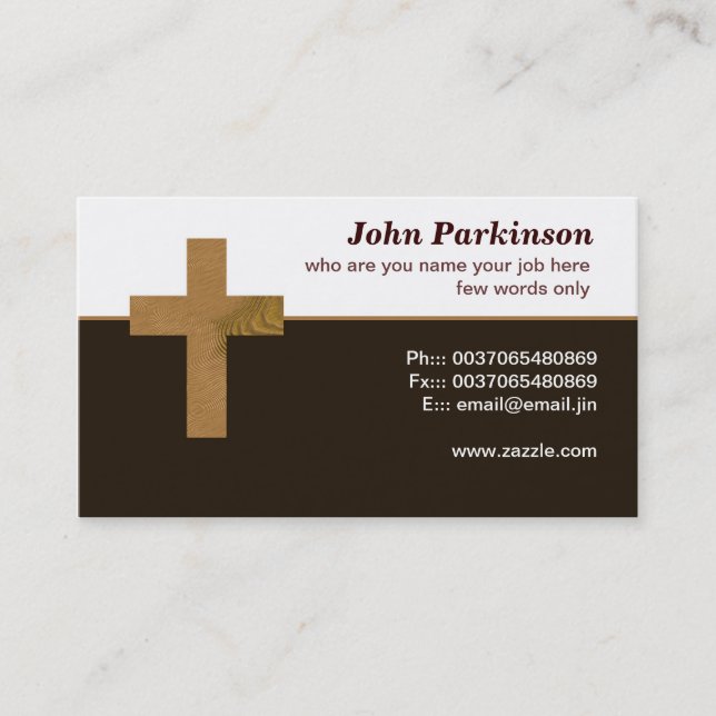 wooden christian cross business card (Front)