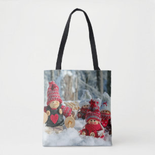 Wooden Christmas Figurines Tote Bag